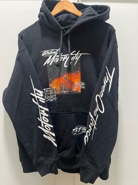 H&M Black Hoodie with Orange City Graphic
